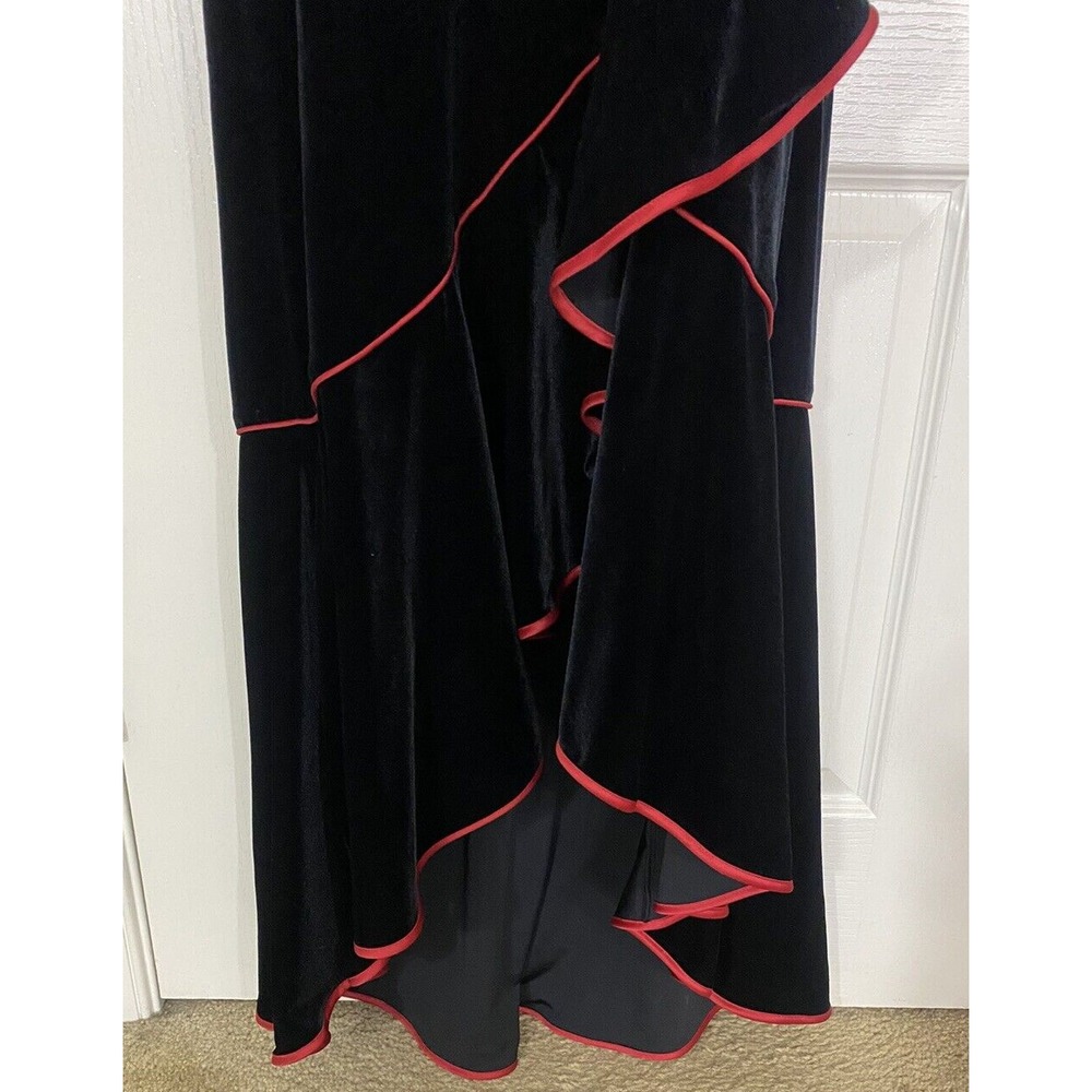Vintage Niki Livas Dress 14W Black Red Velvet Whimsigoth Halter HOCO Vamp Formal - Picture 4 of 16